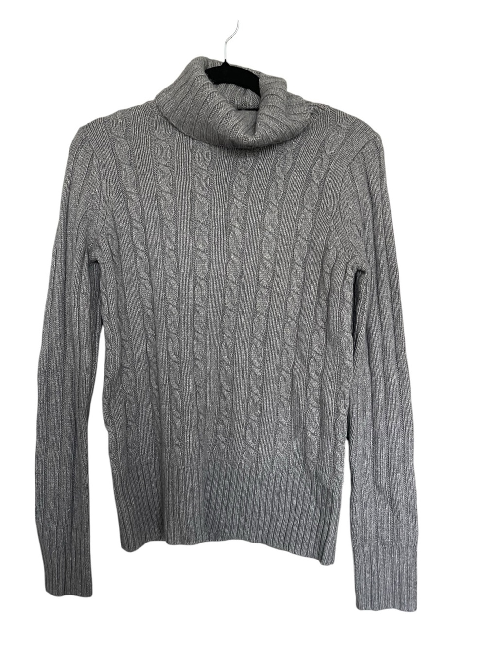 J. Crew Gray Cable-Knit Turtleneck Sweater